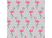 Baumwolle Flamingo Dots grau
